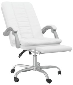 Cadeira de escritório reclinável couro artificial branco