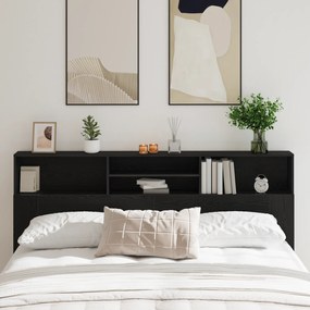 vidaXL Cabeceira de Cama Oak Preto , 200 x 19 x 103,5 cm, Madeira Engenheirada