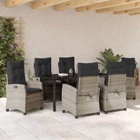 Conjunto de Jantar de Jardim com 7 Peças e Almofadas - Cinza Claro de