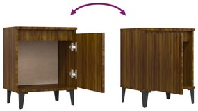 Mesa de cabeceira c/pernas em metal carvalho castanho