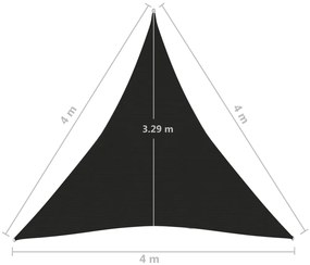 Para-sol estilo vela 160 g/m² 4x4x4m PEAD preto