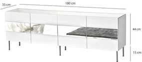 Móvel TV Leon – Branco e Prateado – 180 cm x 59 cm x 35 cm