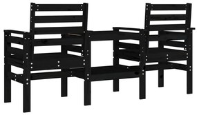 Banco de jardim 2 lugares com mesa pinho maciço preto