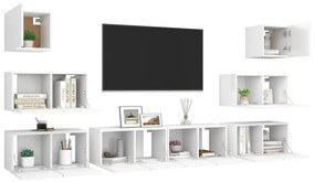 8 pcs conjunto de móveis de TV contraplacado branco