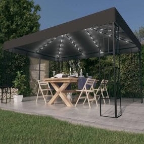 Gazebo com cordões de luzes LED 3x4 m antracite