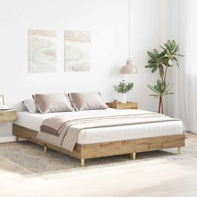 Estrutura de cama sem colchão 90x200 cm carvalho artesanal
