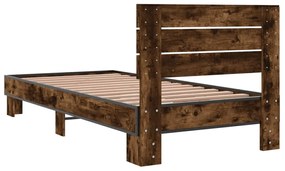 Estrutura de cama derivados de madeira e metal carvalho fumado