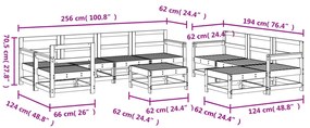 10 pcs conjunto lounge de jardim madeira de douglas maciça