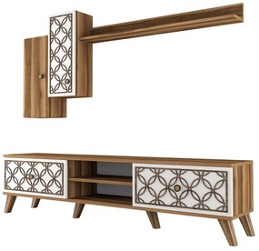 Móvel de TV ClassS – Nogueira e Branco – 180 cm x 44 cm x 35 cm