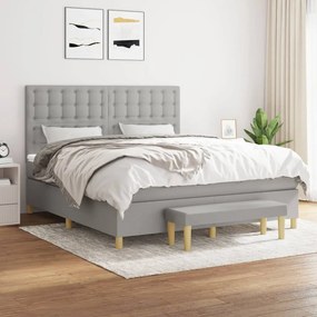 vidaXL Cama com molas/colchão 180x200 cm tecido cinzento-claro