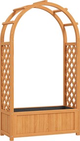Outsunny Canteiro Elevado Vaso com Treliça, Arco Treliça Vaso de Madeira 83 x 36 x 145cm Castanho claro | Aosom Portugal