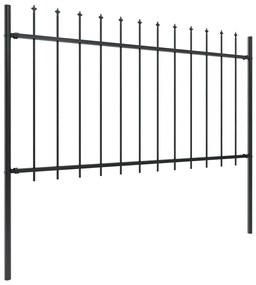 Cerca jardim com topo em lanças 8,5x1 m aço preto