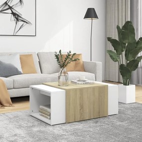 vidaXL 3 pcs conj. mesas de centro 60x60x38 cm branco/carvalho sonoma
