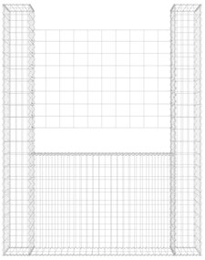 Cesto gabião em forma de U c/ 2 postes 140x20x200 cm ferro