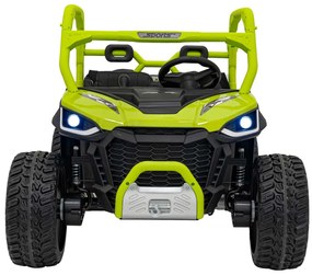 Carro elétrico para Crianças 2 Lugares Farmer Truck UTV Racing 24V 4x4 Rodas Espuma EVA, assento couro ecológico Verde