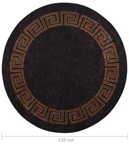 Tapete lavável antiderrapante φ120 cm preto e dourado