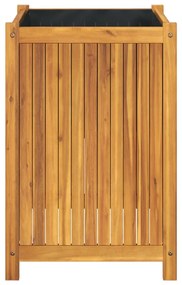 Vaso/floreira de jardim com forro 50x50x75 cm acácia maciça