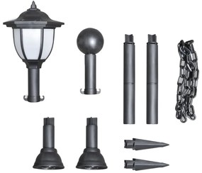 Candeeiros solares 4 pcs com correntes de vedação e postes