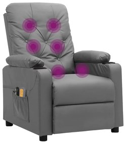 Poltrona de massagens elétrica couro artificial cinzento