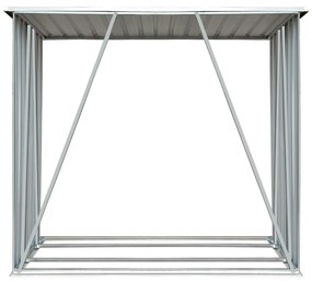 Abrigo p/ arrumação de troncos jardim aço 163x83x154cm cinzento