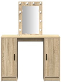 Mesa de Maquiagem com Luzes LED em Carvalho Sonoma, 102x33x135 cm