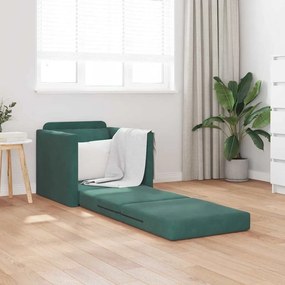 Sofá Cama 2 em 1 Verde Escuro 74x77x81 cm Veludo
