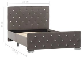 Estrutura de cama 100x200 cm veludo cinzento