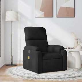 Poltrona de massagens reclinável tecido de microfibra preto