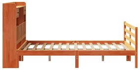Cama c/ estante sem colchão 120x200cm pinho maciço castanho-mel
