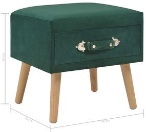 Mesa de cabeceira 40x35x40 cm veludo verde