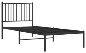 Estrutura de cama com cabeceira 80x200 cm metal preto