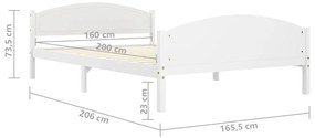 Estrutura de cama 160x200 cm pinho maciço branco