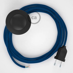Cabo para candeeiro de chão, RM12 Azul Seda Artificial 3 m. Escolha a cor da ficha e do interruptor.