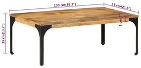Mesa de centro 100x55x35 cm madeira de mangueira maciça