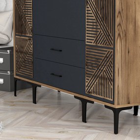 Guarda-roupa Kumsal PTP – Noz e Antracite – 160x47,5x201,4 cm