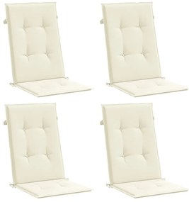 Almofadões para cadeiras altas de jardim 4 pcs tecido creme
