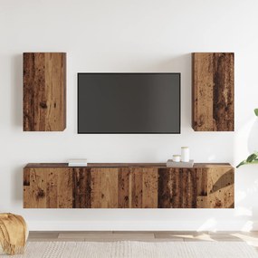 Conjunto de Armário de TV de 4 peças montado na parede em madeira enve
