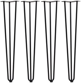 Pernas de Mesa de 4 Peças 3 Varas Pés para Móveis Aço Robusto com Prot