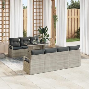 Conjunto de Sofá de Jardim vidaXL de 8 Peças com Almofadas Cinza Claro Rattan Polipropileno