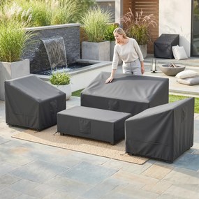 Conjunto de 4 capas impermeáveis para mobiliário de jardim em tecido Oxford 420D, com 6 aberturas de ventilação e saco de arrumação, 142 x 80 x 77 cm,