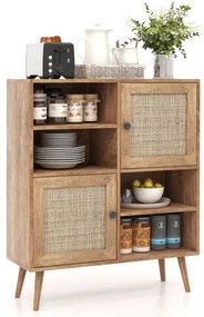 Armário de armazenamento de vime de 4 camadas com design fino - natural