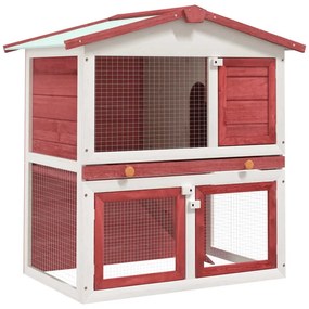 vidaXL Coelheira de exterior 3 portas madeira vermelho