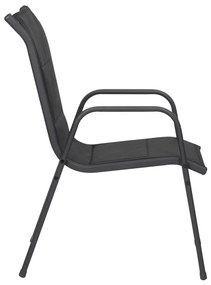 Cadeiras de jardim 6 pcs aço e textilene preto