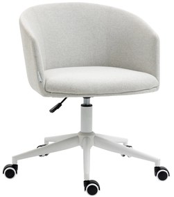 Cadeira de Escritório Giratória com Tecido de Linho Sintético Cadeira de Escritório Ergonómica com Altura Ajustável Apoio para os Braços e Assento Acolchoado Carga 120kg 57x56x70-78cm Cinza