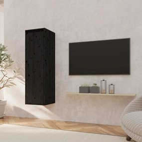 Armário de parede 30x30x100 cm madeira de pinho maciça preto