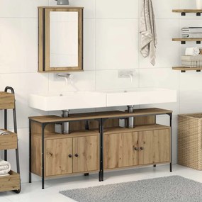vidaXL Móveis para Banheiro com porta 3 pcs Castanho 80 x 30 x 60 cm