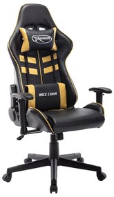 Cadeira de gaming couro artificial preto e dourado