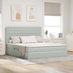 vidaXL Cama com arrumação e LED Cinzento-claro 180 x 200 cm Veludo