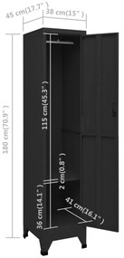 Cacifo 38x45x180 cm aço preto