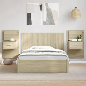 Cabeceira cama c/ armários 120cm deriv. madeira carvalho sonoma
